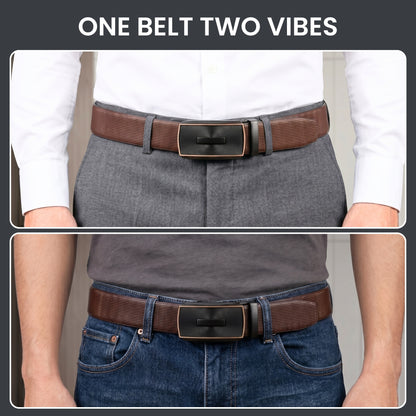 Mens Genuine Leather Belt | 2 in 1 Reversible (Brown & Black) (1 Pc.) - NEXVIOR