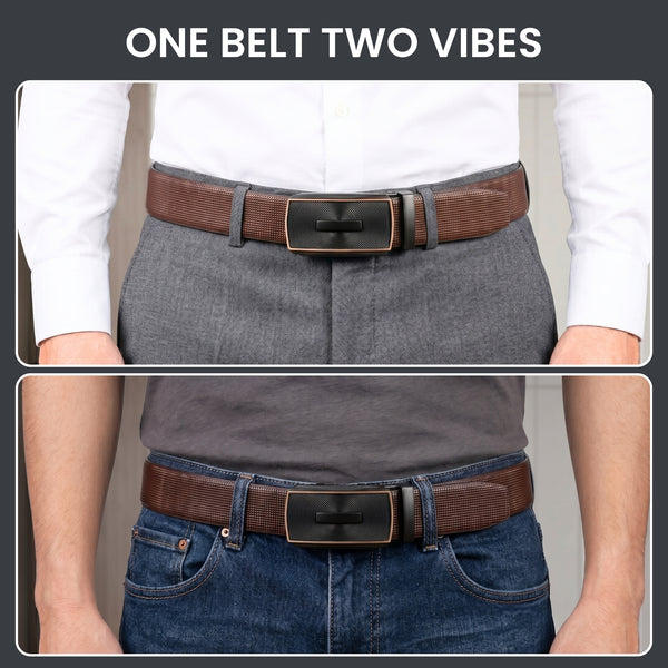 Mens Genuine Leather Belt | 2 in 1 Reversible (Brown & Black) (1 Pc.) - NEXVIOR