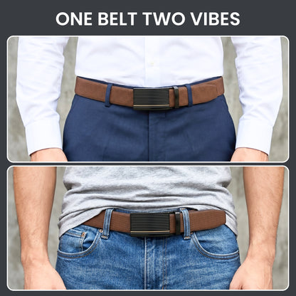 Mens Genuine Leather Belt | 2 in 1 Reversible (Brown & Black) (1 Pc.) - NEXVIOR