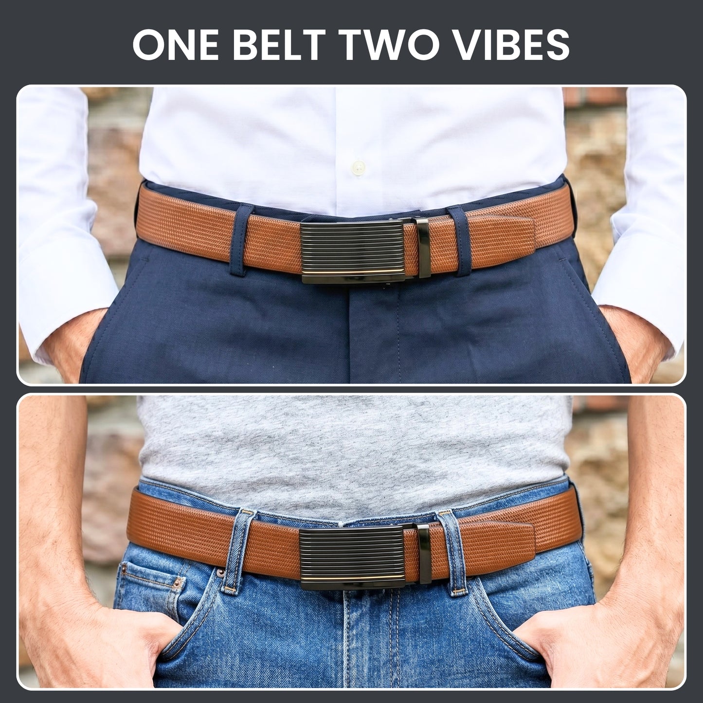 Mens Genuine Leather Belt | 2 in 1 Reversible (Brown & Black) (1 Pc.) - SIGNORA