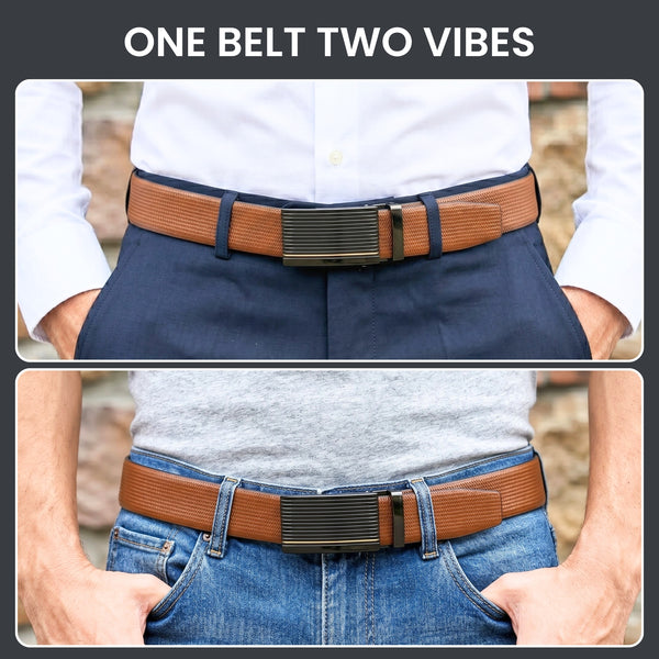Mens Genuine Leather Belt | 2 in 1 Reversible (Brown & Black) (1 Pc.) - SIGNORA
