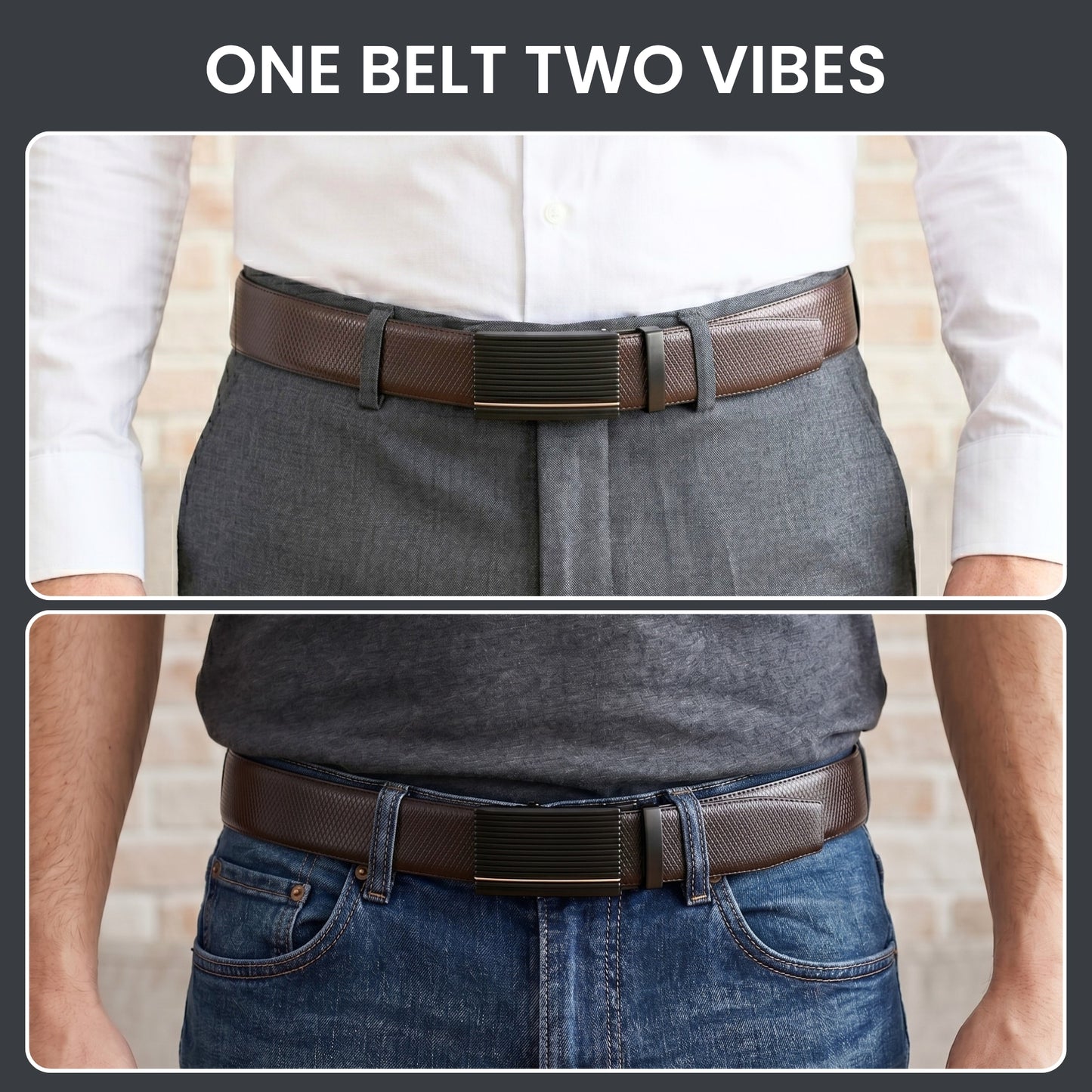 Mens Genuine Leather Belt | 2 in 1 Reversible (Brown & Black) (1 Pc.) - REXVA