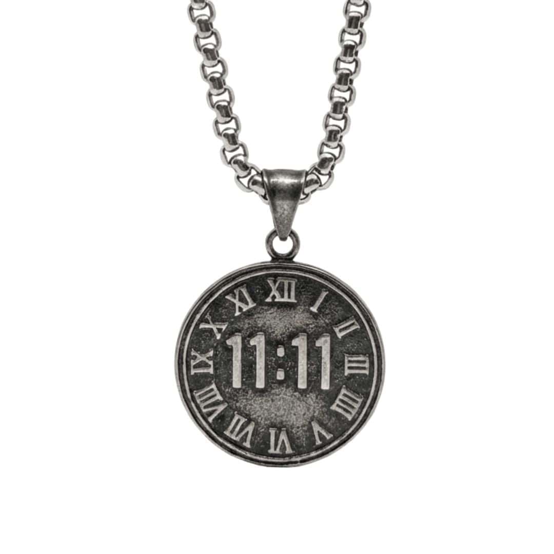 11:11 MANIFESTATION CIRCLE  - 30mm Titanium Steel Pendant with 24inch Round Box 5mm Chain for Men & Boys - THE MEN THING