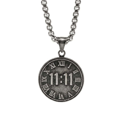 11:11 MANIFESTATION CIRCLE  - 30mm Titanium Steel Pendant with 24inch Round Box 5mm Chain for Men & Boys - THE MEN THING
