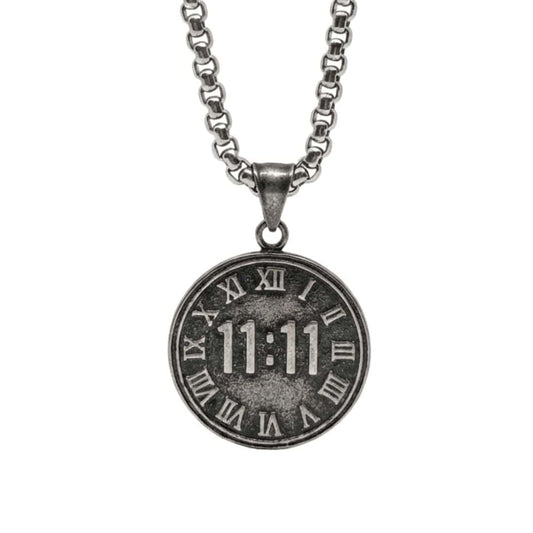 11:11 MANIFESTATION CIRCLE  - 30mm Titanium Steel Pendant with 24inch Round Box 5mm Chain for Men & Boys - THE MEN THING
