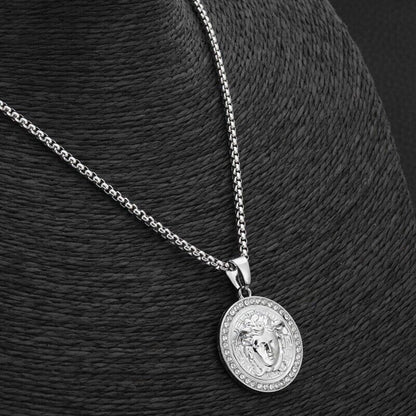 Curl Queen - Alloy Pendant With Pure Stainless Steel 24Inch Round Box Chain American Trending Style