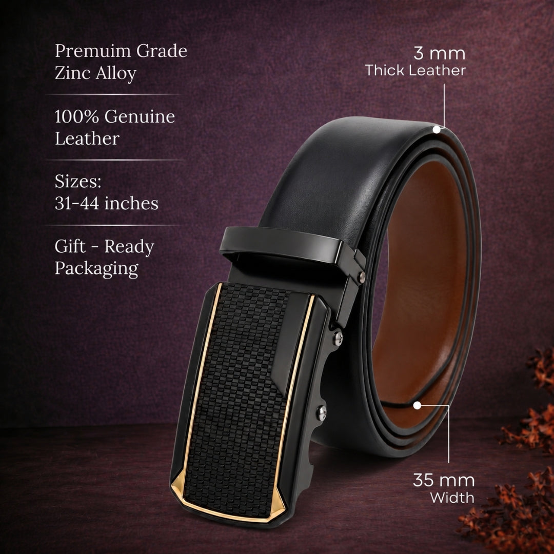 Mens Genuine Leather Belt | 2 in 1 Reversible (Black & Brown) (1 Pc.) - VELARO