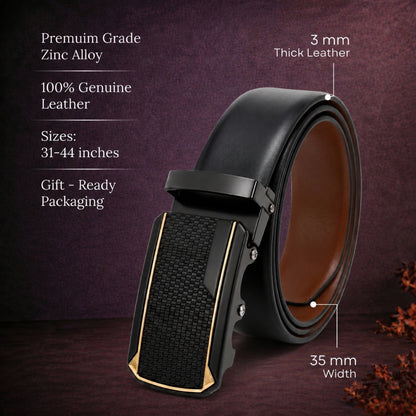 Mens Genuine Leather Belt | 2 in 1 Reversible (Black & Brown) (1 Pc.) - VELARO