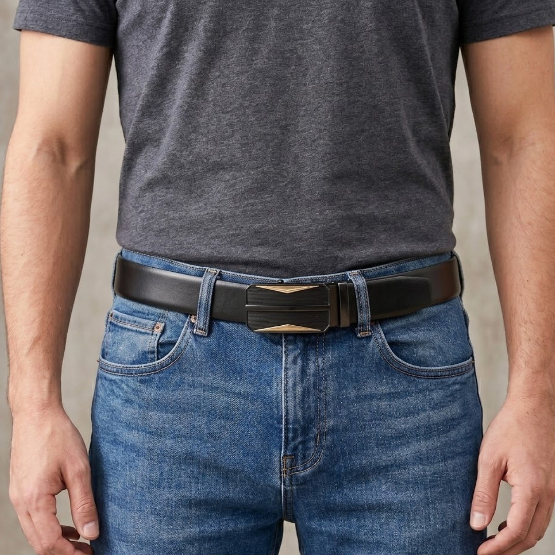 Mens Genuine Leather Belt | 2 in 1 Reversible (Black & Brown) (1 Pc.) - VELARO