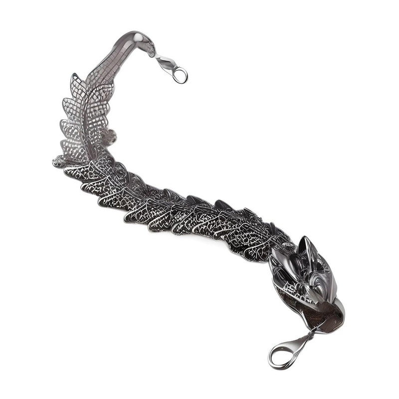 TIBETAN DRAGON -"15"mm Pure Alloy Bracelet with Lobster Claw Buckle for Men & Boys ("8" inch)