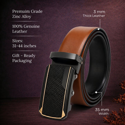 Mens Genuine Leather Belt | 2 in 1 Reversible (Brown & Black) (1 Pc.) - VELARO