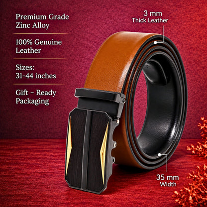 Mens Genuine Leather Belt | 2 in 1 Reversible (Brown & Black) (1 Pc.) - VELARO