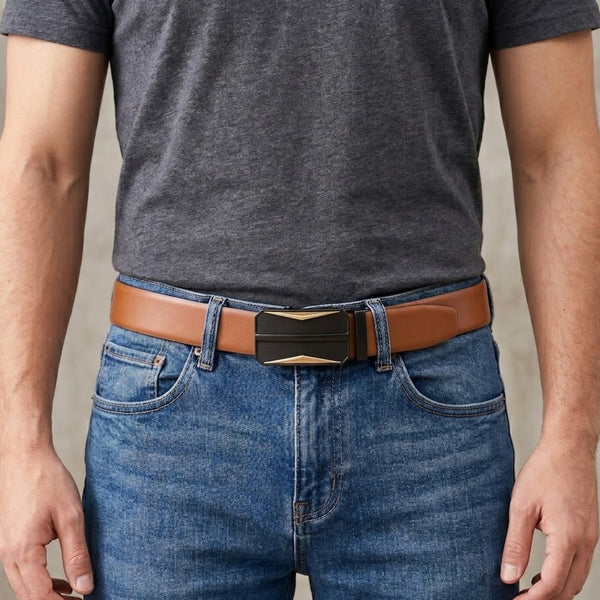 Mens Genuine Leather Belt | 2 in 1 Reversible (Brown & Black) (1 Pc.) - VELARO