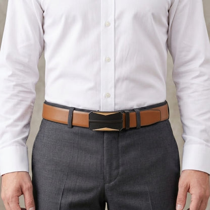 Mens Genuine Leather Belt | 2 in 1 Reversible (Brown & Black) (1 Pc.) - VELARO