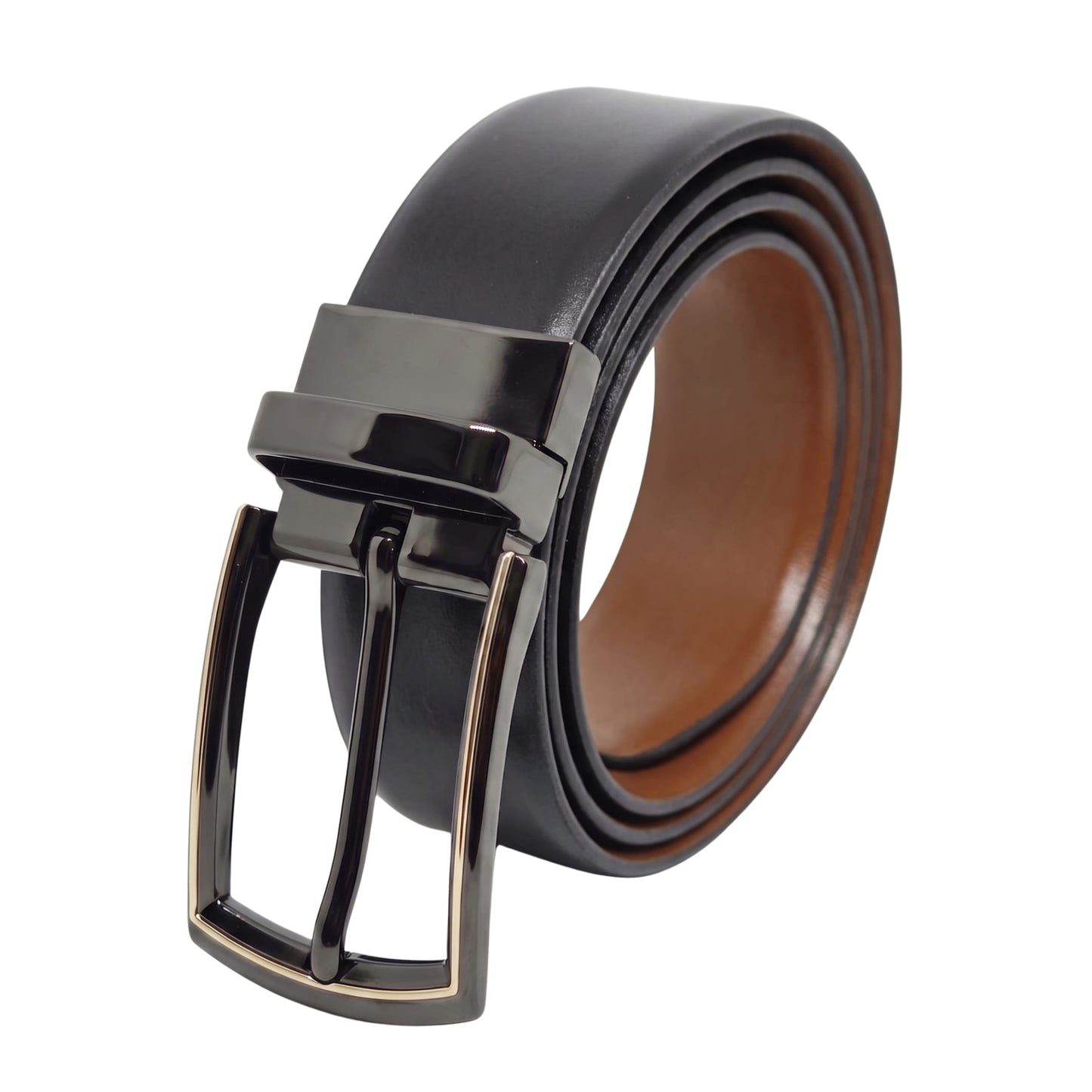 Mens Genuine Leather Belt | 2 in 1 Reversible (Black & Brown) (1 Pc.) - VELARO