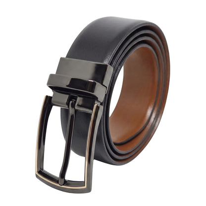 Mens Genuine Leather Belt | 2 in 1 Reversible (Black & Brown) (1 Pc.) - VELARO