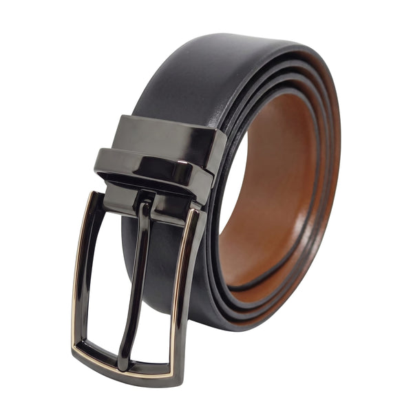 Mens Genuine Leather Belt | 2 in 1 Reversible (Black & Brown) (1 Pc.) - VELARO