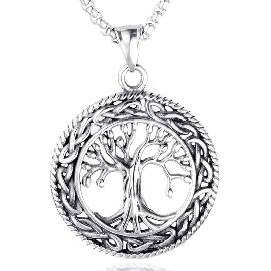 THE MEN THING Alloy Tree Of Life Pendant with Pure Stainless Steel 24inch Chain for Men, American trending Style - Round Box Chain & Pendant for Men & Boy