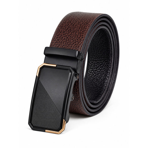 Mens Genuine Leather Belt | 2 in 1 Reversible (Brown & Black) (1 Pc.) - LUXORIC