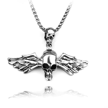 THE MEN THING Alloy Steel Angle Skull Pendant with Pure Stainless steel 24inch Chain for Men, American trending Style - Round Box Chain & Pendant for Men & Boy