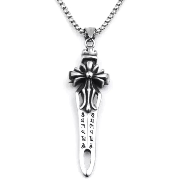 THE MEN THING Alloy Sword Plus Pendant with Pure Stainless Steel 24inch Chain for Men, American trending Style - Round Box Chain & Pendant for Men & Boy