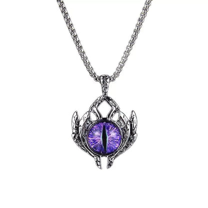 THE MEN THING Alloy Purple eyes Pendant with Pure Stainless Steel 24inch Chain for Men, European trending Style - Round Box Chain & Pendant for Men & Boy