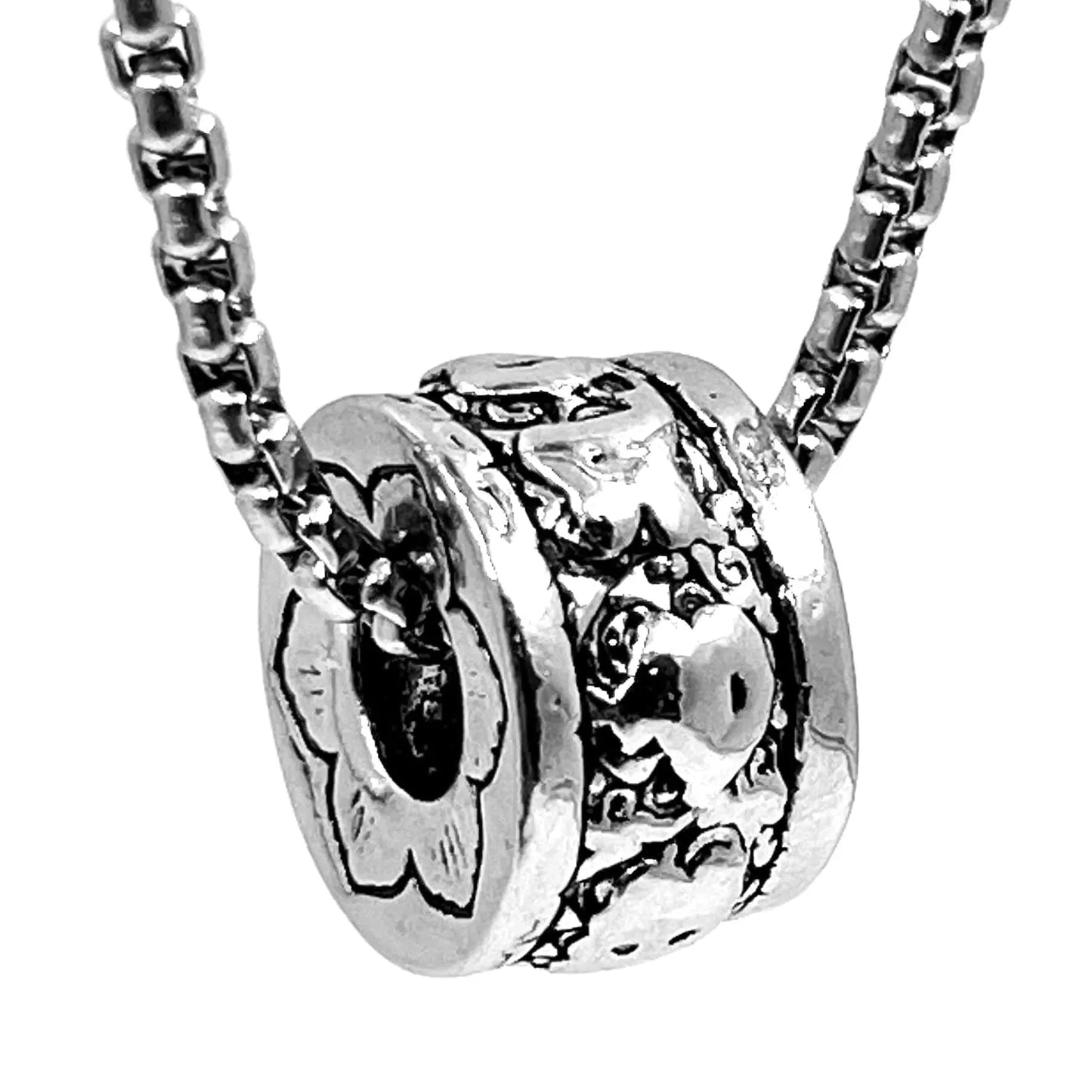 THE MEN THING Alloy Round Mantra Pendant with Pure Stainless Steel 24inch Chain for Men, Milan trending Style - Round Box Chain & Pendant for Men & Boy