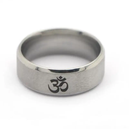 OM SILVER - Titanium Steel Ring for Men & Boys (Size : 22 )