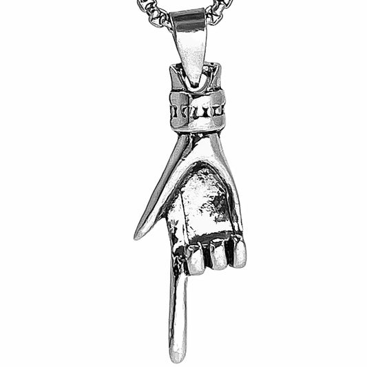 THE MEN THING Alloy Gesture Pendant with Pure Stainless Steel 24inch Chain for Men, American trending Style - Round Box Chain & Pendant for Men & Boy