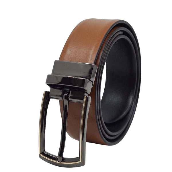 Mens Genuine Leather Belt | 2 in 1 Reversible (Brown & Black) (1 Pc.) - VELARO