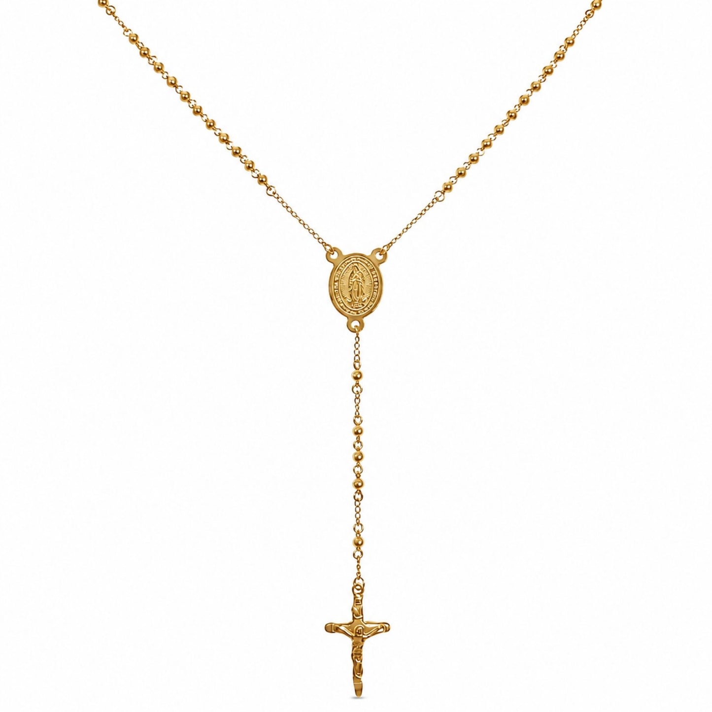 MIRACULOUS ROSARY - GOLDEN- 21mm Titanium Steel Pendant with 38inch Chain for Men & Boys