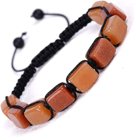 MOSAIC SQUARE   - Beads Bracelet with Natural Stone - Adjustable Bracelet for Men & Boys