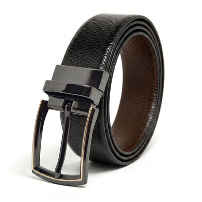 Mens Genuine Leather Belt | 2 in 1 Reversible (Black & Brown) (1 Pc.) - REXVA