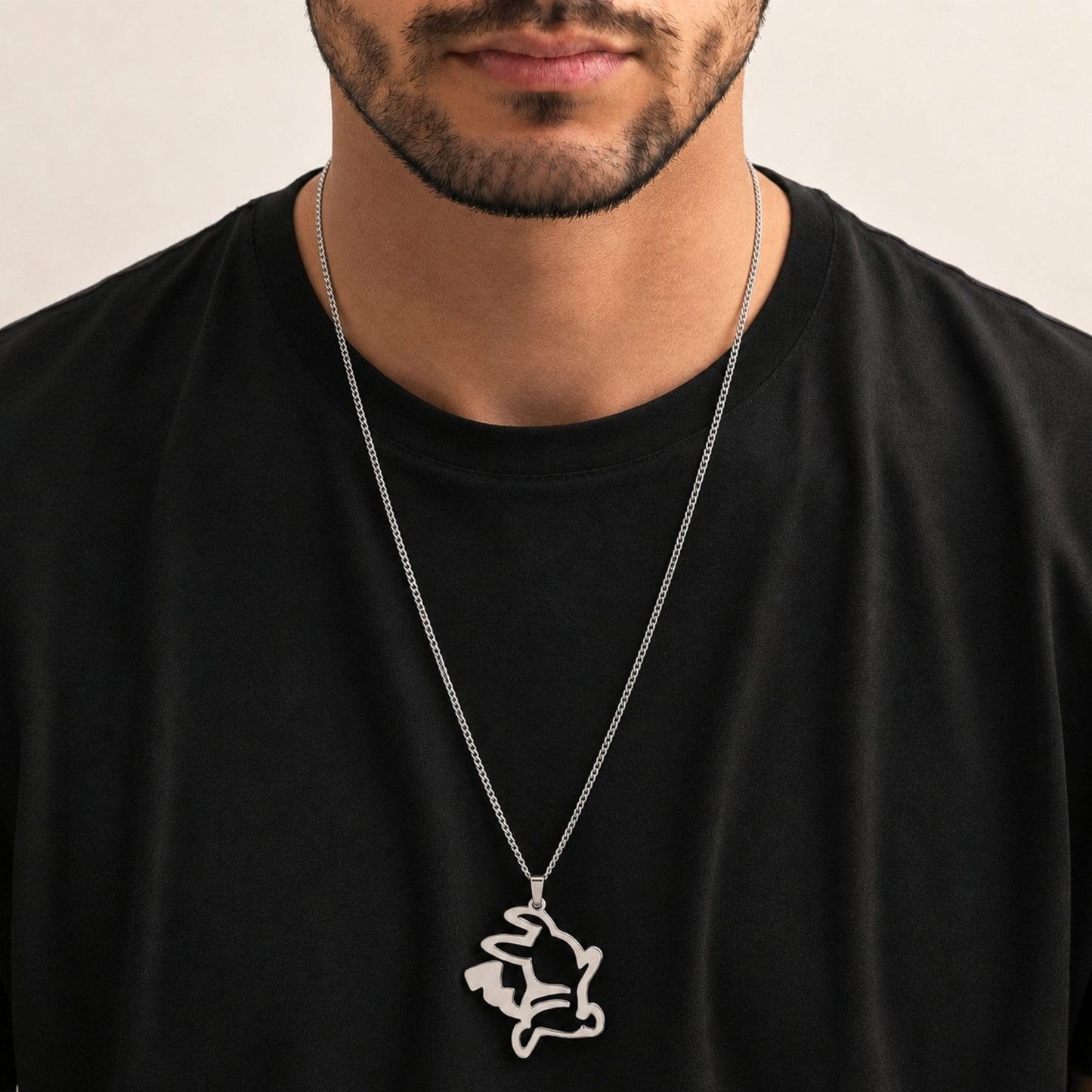 BUNNY ICON - 26mm Titanium Steel Pendant with 27inch 4mm Curb Chain for Men & Boys