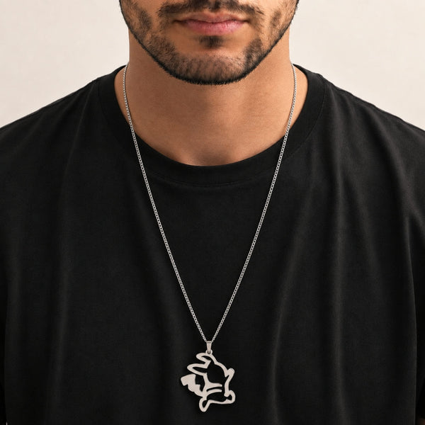 BUNNY ICON - 26mm Titanium Steel Pendant with 27inch 4mm Curb Chain for Men & Boys