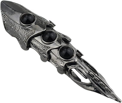 King-Worrior - Black Antique Skull Knuckle Joint Full Finger Ring For Men & Boys