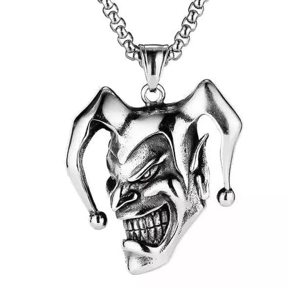 THE MEN THING Alloy Clown Pendant with Pure Stainless Steel 24inch Chain for Men, European trending Style - Round Box Chain & Pendant for Men & Boy