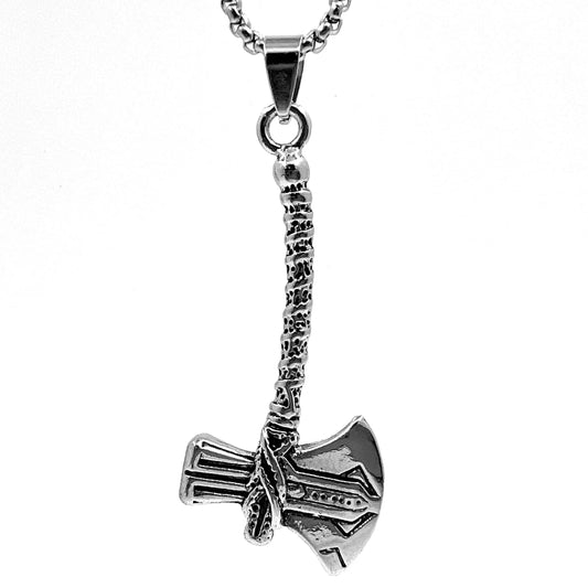 THE MEN THING Alloy Axe Pendant with Pure Stainless Steel 24inch Chain for Men, Milan trending Style - Round Box Chain & Pendant for Men & Boy