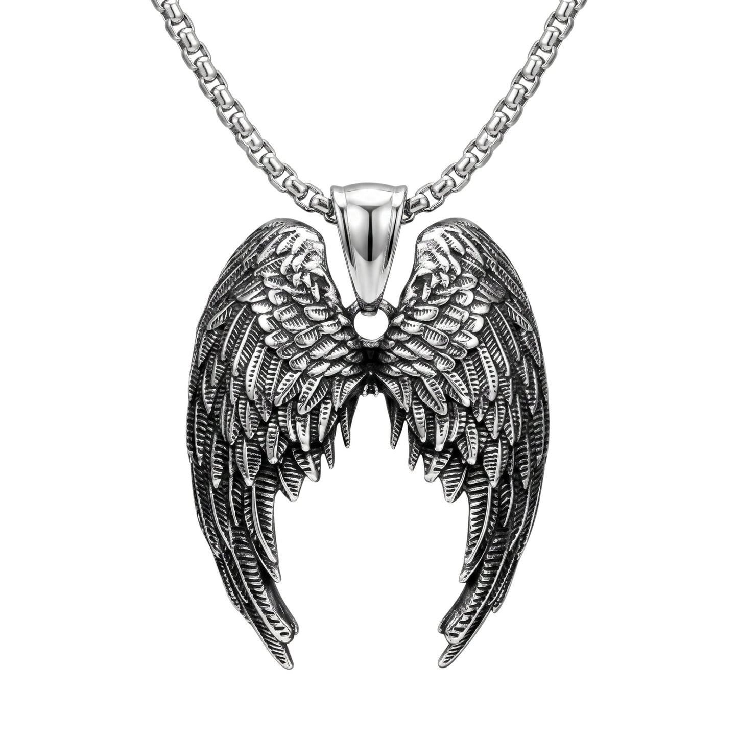 HEAVEN SERAPH - 38mm Titanium Steel Pendant with 23inch Round Box 4mm Chain for Men & Boys