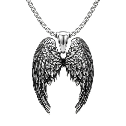 HEAVEN SERAPH - 38mm Titanium Steel Pendant with 23inch Round Box 4mm Chain for Men & Boys