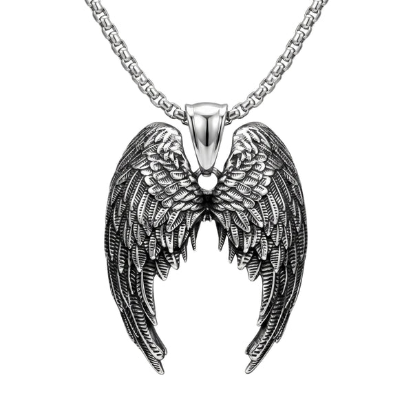 HEAVEN SERAPH - 38mm Titanium Steel Pendant with 23inch Round Box 4mm Chain for Men & Boys