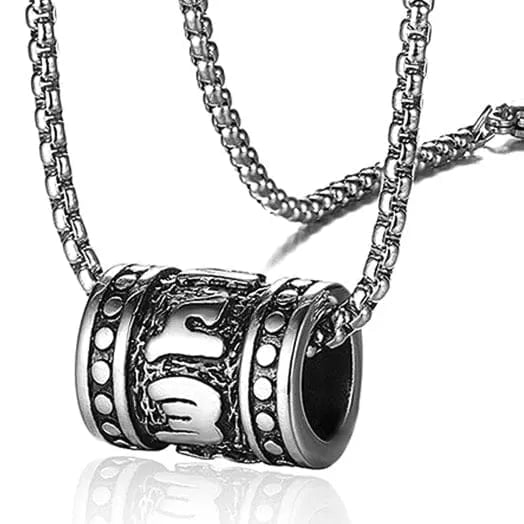 THE MEN THING Alloy Mantra Pendant with Pure Stainless Steel 24inch Chain for Men, American trending Style - Round Box Chain & Pendant for Men & Boy