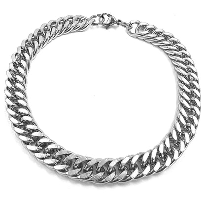 THE MEN THING Pure Stainless Steel Cuban Link Figaro Chain Bracelet, American trending Style -Double rope chain Bracelet for Men & Boy (10mm)