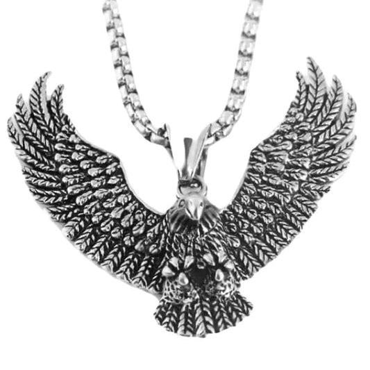 THE MEN THING Alloy Eagle Pendant with Pure Stainless Steel 24inch Chain for Men, American trending Style - Round Box Chain & Pendant for Men & Boy
