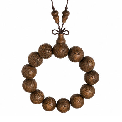 ZEN RELIC - 22mm Wooden Beads Bracelet with Natural Stone - Adjustable Bracelet