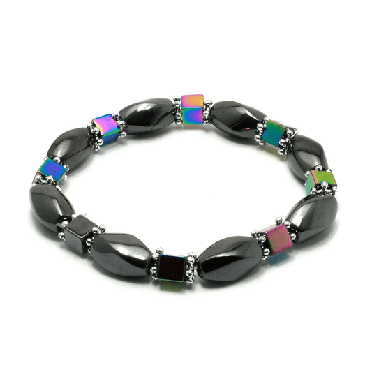 SOLACE BLACK  - Beads Bracelet with Natural Stone - "7" inch Stretch Bracelet for Men & Boys