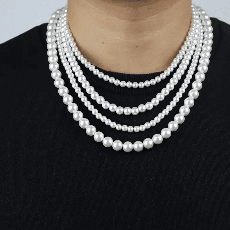 Pearl Necklace for Men Women, Choker Necklace 6mm 8mm White Round Fash –  JSJOY Fashion