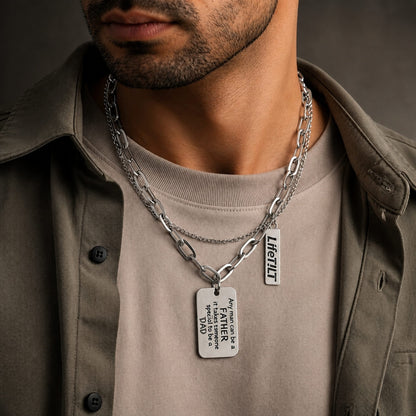 DAD TAG LAYER - 20mm Titanium Steel Pendant with 9mm Chain for Men & Boys (18 to 20 inch)