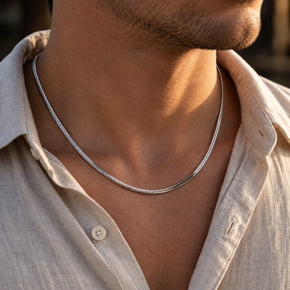 SLEEK HERRINGBONE - 2mm Stainless Steel Chain with Lobster Clasp for Men & Boys (22 inch)