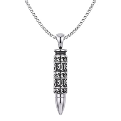 MYSTIC BULLET - 11mm Pure Titanium Steel Pendant with 23inch Round Box 4mm Chain for Men & Boys